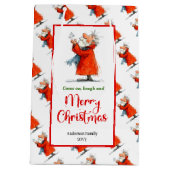 Speelse grappige Kerstman moderne waterverf Kerstm Medium Cadeauzakje (Achterkant)