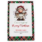 Speelse grappige Kerstman Waterverf Rood Groen Cad Medium Cadeauzakje (Voorkant)