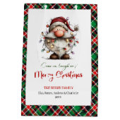 Speelse grappige Kerstman Waterverf Rood Groen Cad Medium Cadeauzakje (Achterkant)