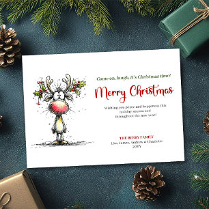 Speelse grappige Kerstman Waterverf Rood Groen Gro Feestdagenkaart