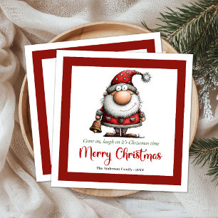 Speelse grappige kerstman whimsie papieren servett servet