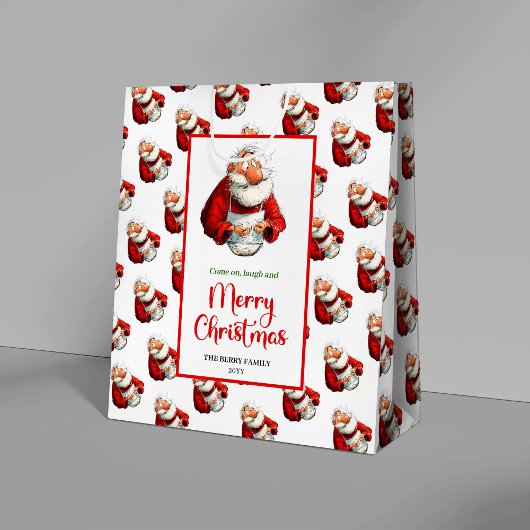 Speelse grappige Kerstman zachte waterverf Kerstta Medium Cadeauzakje