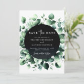 Speelse grillige eucalyptus digitale bruiloft save the date (Staand voorkant)