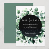 Speelse grillige eucalyptus digitale bruiloft save the date (Voorkant / Achterkant)