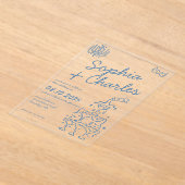 Speelse grillige hand getrokken illustratie bruilo acryl uitnodigingen (Laagn)