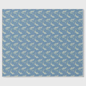 Speelse Groene Alligator Paisley op Blauw Cadeaupapier (Vlak)