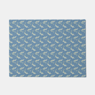 Speelse Groene Alligator Paisley op Blauw Deurmat