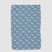 Speelse Groene Alligator Paisley op Blauw Golfhanddoek (Voorkant)