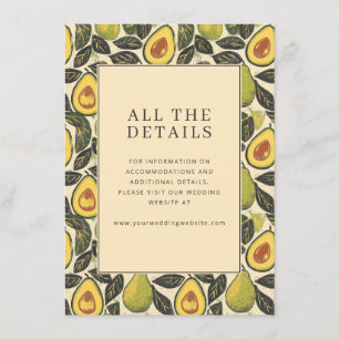 Speelse groene avocado-illustratie informatiekaartje
