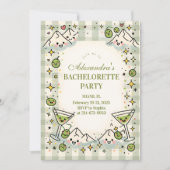 Speelse Groene Bergen en Martinis Bachelorette Kaart (Voorkant)