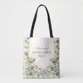 Speelse Groene Bergen en Martinis Bachelorette Tote Bag (Voorkant)