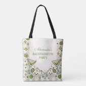 Speelse Groene Bergen en Martinis Bachelorette Tote Bag (Achterkant)