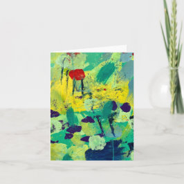 Speelse groene en blauwe abstracte kunst notitiekaartje