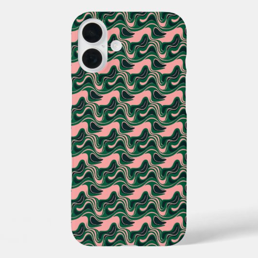 Speelse groene en roze golven Case-Mate iPhone case (Achterkant)