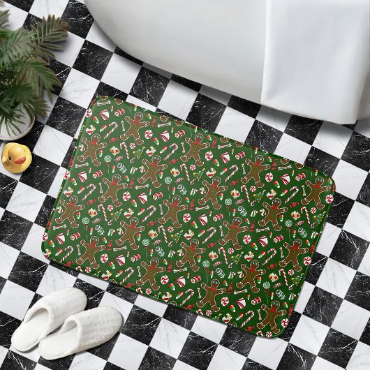Speelse Groene Feestelijke Gemberkoek Snoep Patroo Badmat