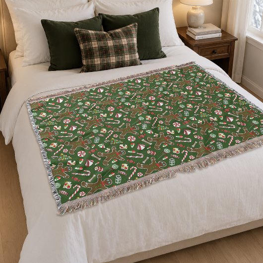 Speelse Groene Feestelijke Gemberkoek Snoep Patroo Deken