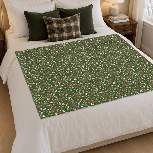 Speelse Groene Feestelijke Gemberkoek Snoep Patroo Fleece Deken