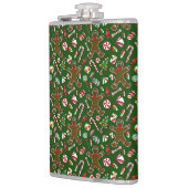 Speelse Groene Feestelijke Gemberkoek Snoep Patroo Heupfles (Links)