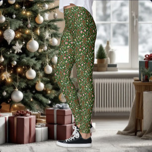 Speelse Groene Feestelijke Gemberkoek Snoep Patroo Leggings