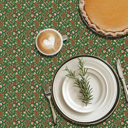 Speelse groene feestelijke gemberkoek snoep patroo tafelkleed