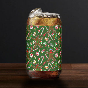 Speelse Groene Festieve Gengiste Candy Patroon Blikvorm Glas