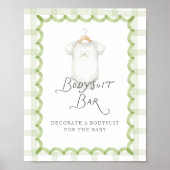 Speelse groene geruite baby shower bodysuit bar poster (Voorkant)