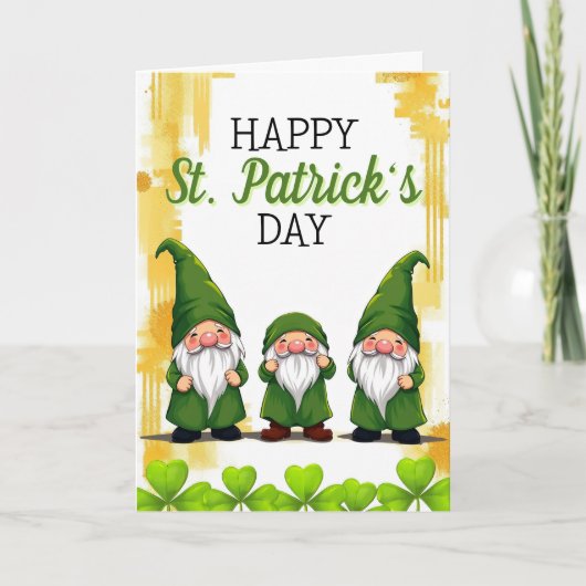 Speelse groene kabouters Shamrocks St Patrick's Da Kaart (Voorkant)