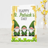 Speelse groene kabouters Shamrocks St Patrick's Da Kaart (Gele Bloem)