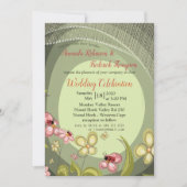 Speelse Groene & Lady-Bird Huwelijksuitnodiging Kaart (Voorkant)