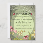 Speelse groene & lieveheersbeestje-huwelijk kaart (Voorkant)