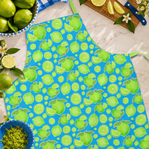 Speelse groene limoenen op Blauw Citrus Fruit Patr Schort