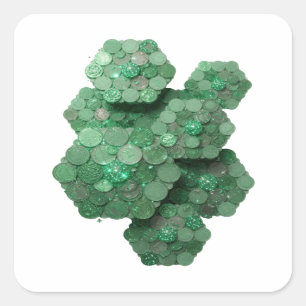 Speelse groene LUCKY COINS Stickerontwerp Vierkante Sticker