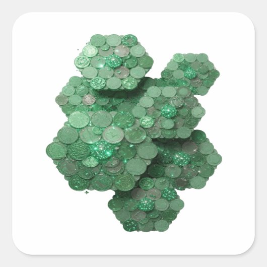 Speelse groene LUCKY COINS Stickerontwerp Vierkante Sticker (Voorkant)