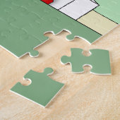 Speelse Groene Schattige Kerstmis Bruine Kat Humor Legpuzzel (Zijkant)