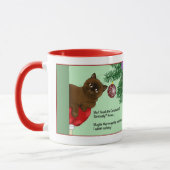 Speelse Groene Schattige Kerstmis Bruine Kat Humor Mok (Links)