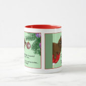 Speelse Groene Schattige Kerstmis Bruine Kat Humor Mok (Midden)