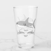 Speelse haaienfamilie Ocean Life Squad Illustratie Glas (Voorkant)