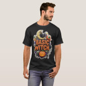 Speelse Halloween Basis Heks illustratie T-shirt (Voorkant volledig)