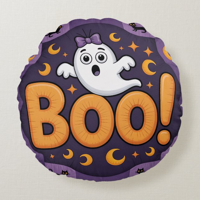 Speelse Halloween-deken, kussensloop  Rond Kussen (Voorkant)