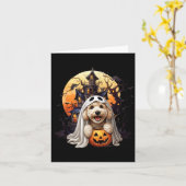 Speelse Halloween Doodle Hond Geest Ontwerp Pret V Kaart (Gele Bloem)