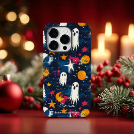 Speelse Halloween Geest Patroon Case-Mate iPhone 14 Pro Hoesje