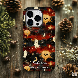 Speelse Halloween Geest Patroon met Naam Citaten Case-Mate iPhone 14 Pro Hoesje