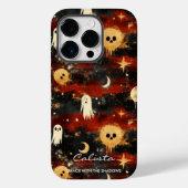 Speelse Halloween Geest Patroon met Naam Citaten Case-Mate iPhone Case (Achterkant)