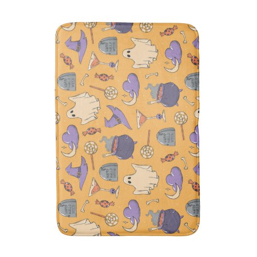 Speelse Halloween geesten en heksen patroon Badmat (Voorkant Verticaal)