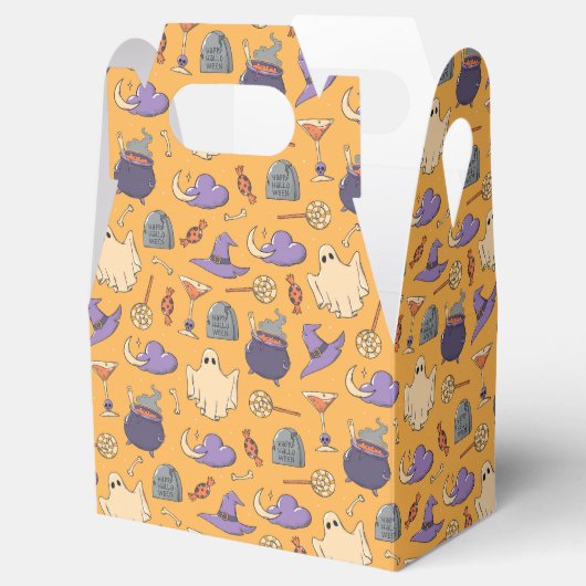 Speelse Halloween geesten en heksen patroon Bedankdoosjes (Geopend)