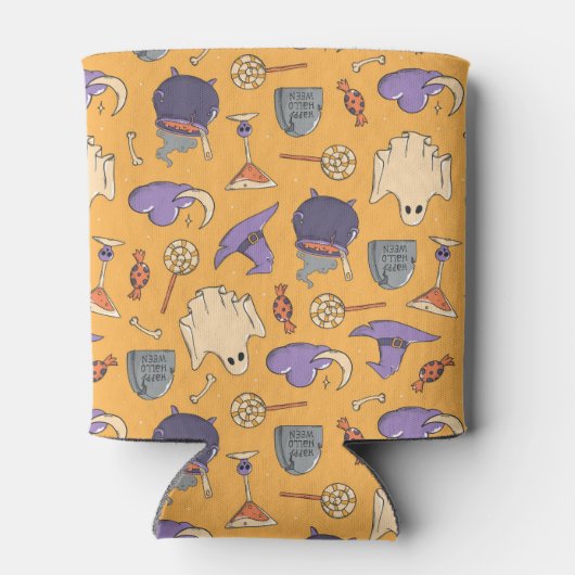 Speelse Halloween geesten en heksen patroon Blikjeskoeler (Achterkant)