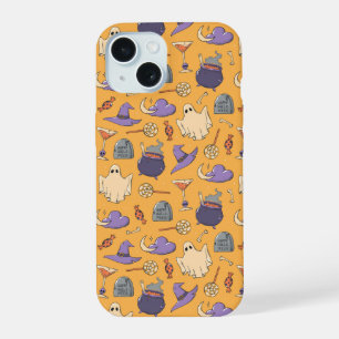 Speelse Halloween geesten en heksen patroon iPhone 15 Case