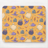 Speelse Halloween geesten en heksen patroon Muismat (Voorkant)