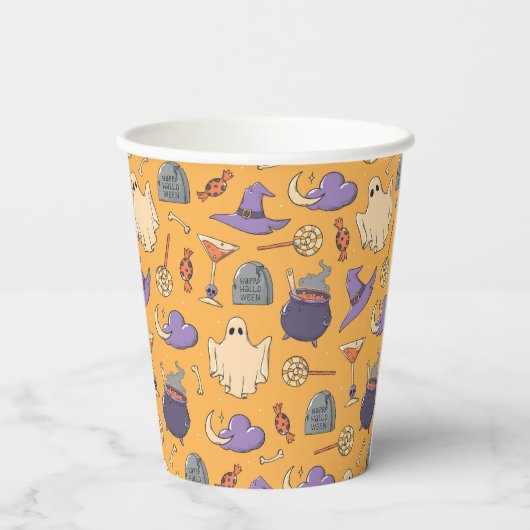 Speelse Halloween geesten en heksen patroon Papieren Bekers (Achterkant)