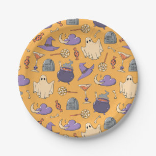 Speelse Halloween geesten en heksen patroon Papieren Bordje